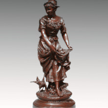 Weibliche Sammlung Bronze Skulptur Landwirtschaft Frau Dekoration Messing Statue TPE-929